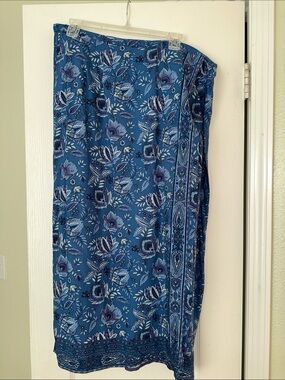 Norton McNaughton Blue Floral Maxi Skirt